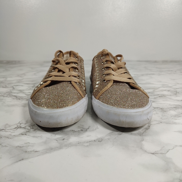 Jack Rogers Carter Gold Glitter Sneakers Size 8 - Picture 3 of 8